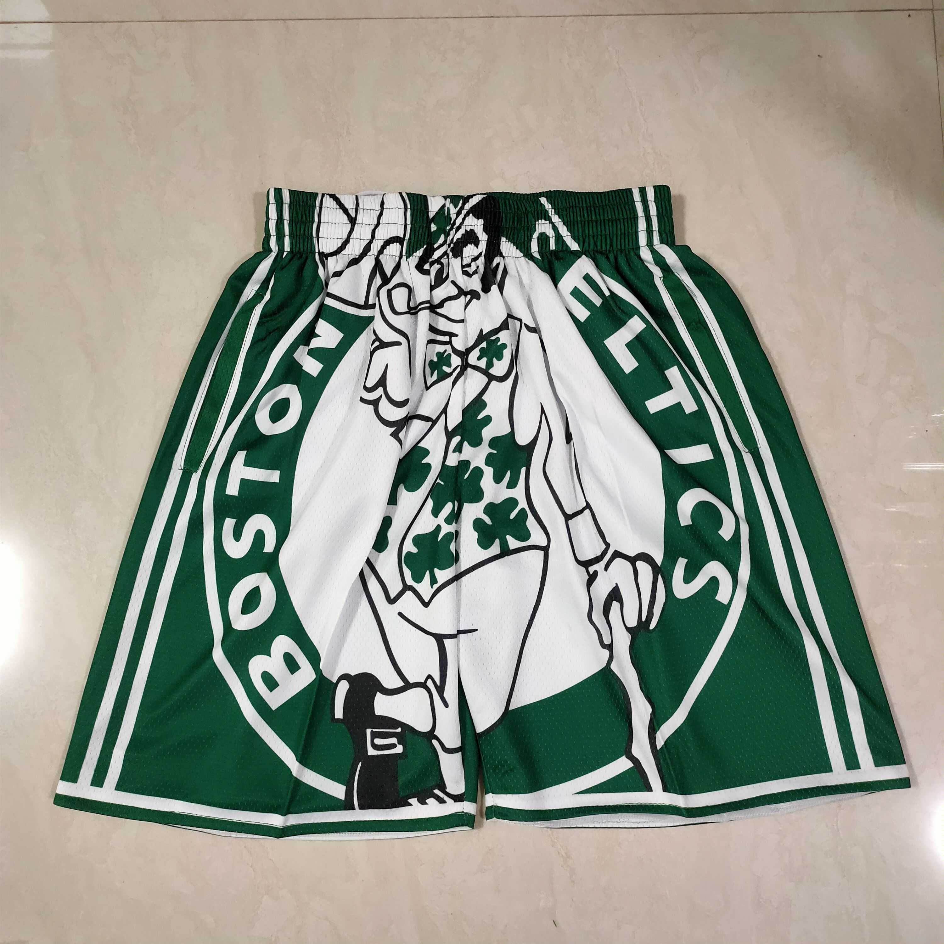 Men NBA 2021 Boston Celtics Green Shorts